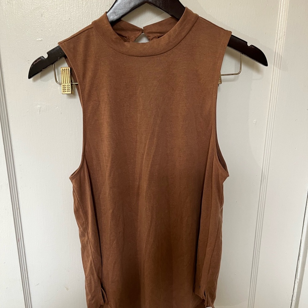 Hollister Brown Sueded High-Neck Tank Top - Size Medium